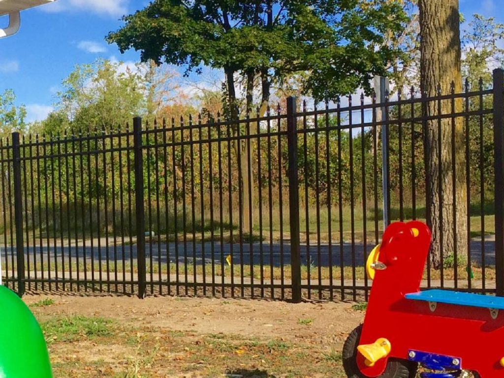 Metal fence at park