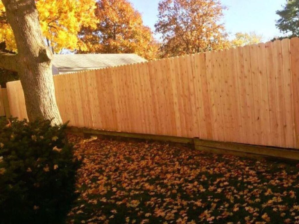 Wooden fence in fall